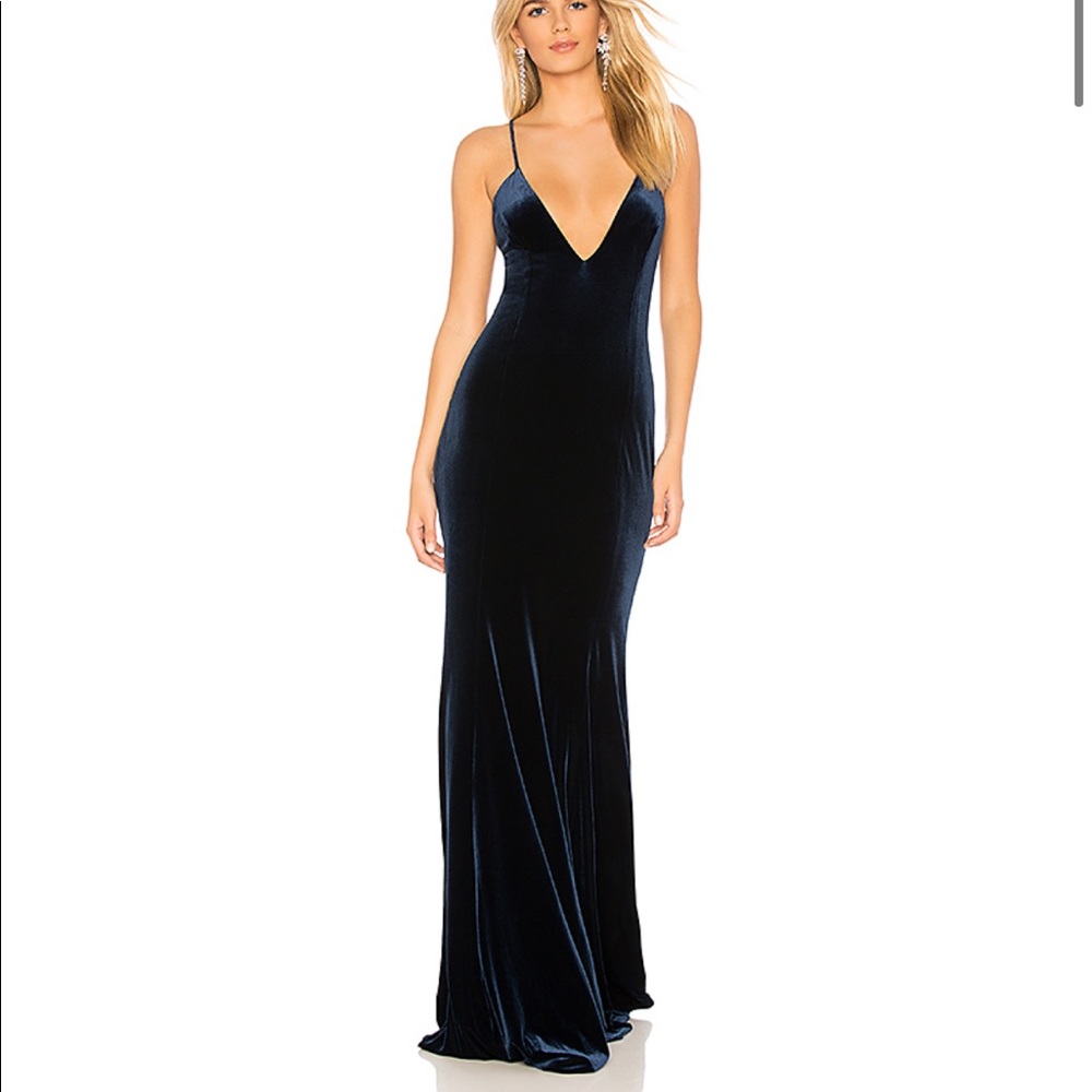 Jay Godfrey Boswell Navy Velvet Gown.